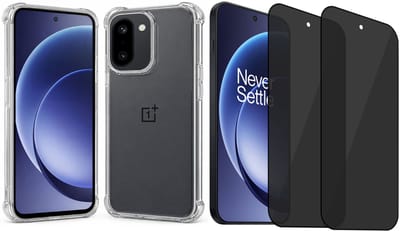 TechNow Hoesje + 2x Privé Screenprotector geschikt voor OnePlus 15R Hoesje Screenprotector - Privacy Tempered Glass - Case Transparant
