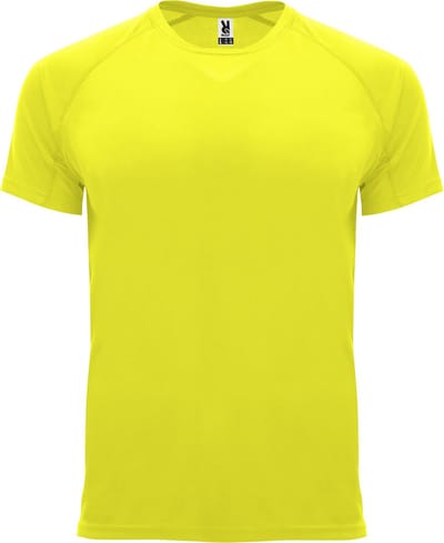 Fluorescent Geel heren 2 pack sportshirt korte mouwen Bahrain merk Roly maat XL