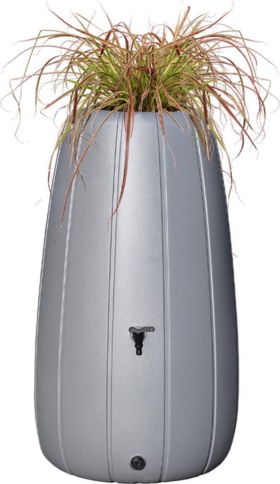 Regenton Gaja - 200 liter - Grijs - Kunststof regenton - Plantenpot - Inclusief kraantje