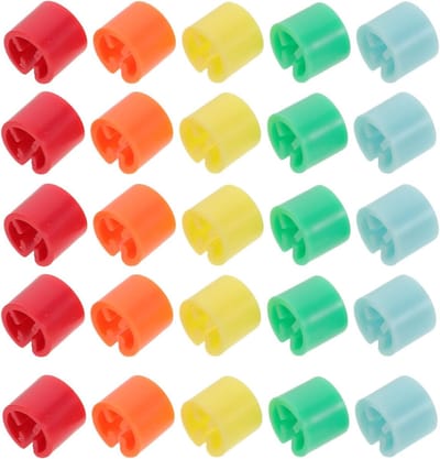 150 stuks maatmarkeringen van kunststof voor kleerhangers, ronde maatringen, in 5 kleuren, kledinghangers, markers - ShopVlot