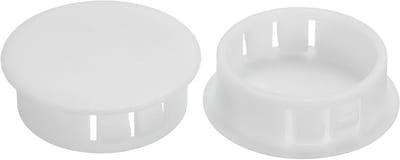 PATIKIL 30 mm (1,2") kunststof gatpluggen, 20 stuks vlakke type ronde gatpluggen deksel klik in vergrendelende gatbuis voor tafel keukenkast meubels, wit