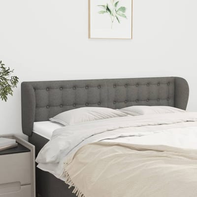 vidaXL - Hoofdbord - met - randen - 147x23x78/88 - cm - stof - donkergrijs