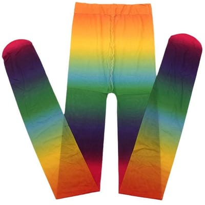 Lolita Dames Kousen Regenboog Kleurverloop Panty's Zoet Meisje Snoepkleur Y2K Dunne Leggings Maillots Festival Feest Dans Sokken One Size orange