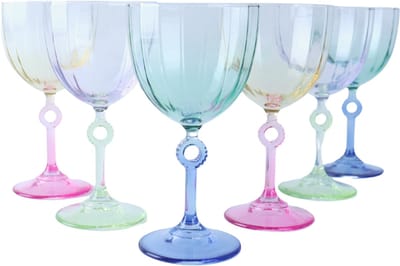 OTIX Gekleurde Wijnglazen - Set van 6 - Glazen - 270ML - Rode en Witte wijn Glazen - OPAL