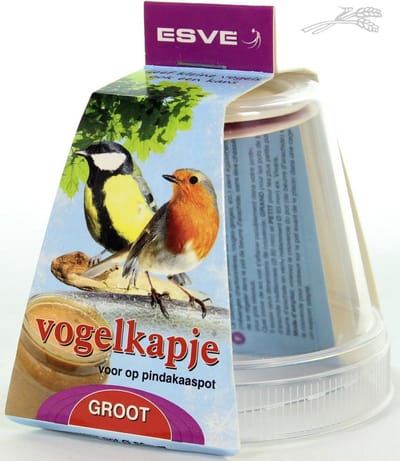 ESVE Vogelkapje voor pindakaaspot | small of large | beschermkap voor kleine tuinvogels