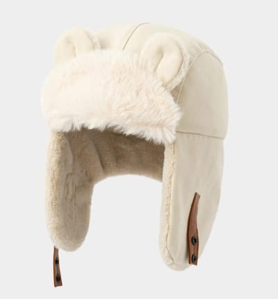 Chapeau en Coton pour Femmes Mignon et Pelucheux Chapeau de Ski Chaud Protection Oreilles Vélo Protection Oreilles Hiver M（56-58cm） beige