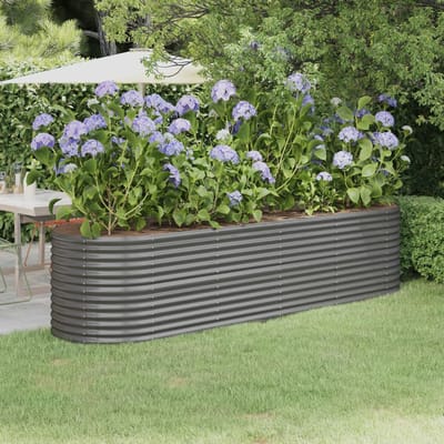 vidaXL - Plantenbak - 296x80x68 - cm - gegalvaniseerd - staal - grijs