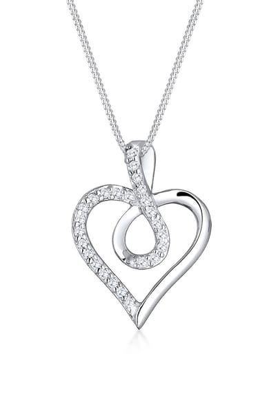Elli - Halsketting - dames infinity hart symbool met cubic zirconia in 925 sterling zilver rose gold plated - Dames