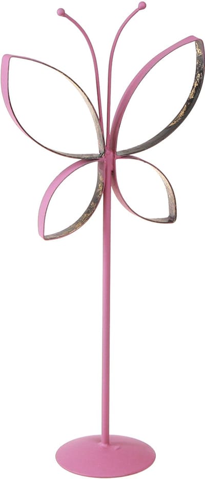 Vlinder Metaal Decoratieve Standaard Fuchsia Goud H29cm 2 st, 2 Stück