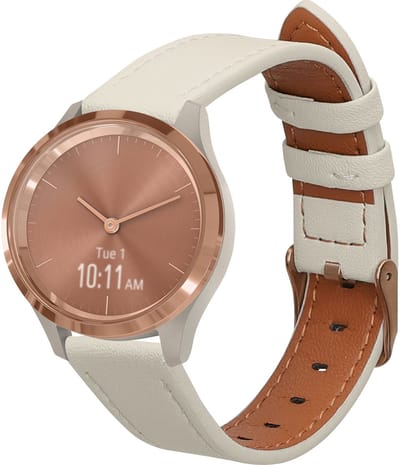 kwmobile lederen horlogebandje geschikt voor Garmin vivomove 3S / vivoactive 4S polsband - Echt leren smartwatch bandje - Activity tracker horloge band in wit