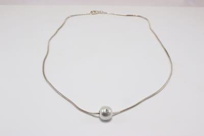 Ketting zilver koord met 1 parel met strass