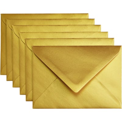 Envelop Papicolor C6 114x162mm metallic goud pak à 6 stuks