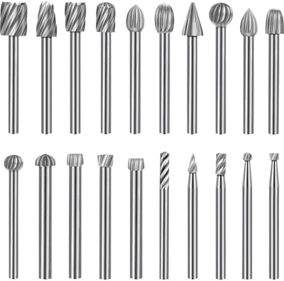 Houtsnijgereedschap Set - Graveer Bits - Doe-het-zelf Werk - 20 Verschillende Vormen - 3 mm Schacht - Metaal