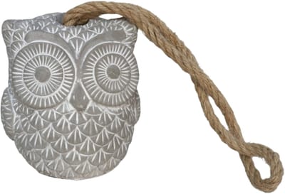 Gerimport Deurstop Uil - grijs - 13 x 13 x 15 cm - woonaccessoires - deurstopper