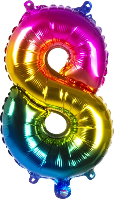 Boland - Folieballon '8' regenboog (36 cm) 8 - Multi - Cijfer ballon