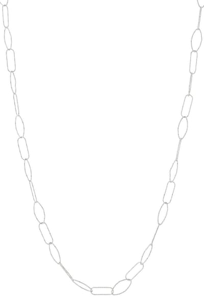 Bijoutheek Collier Lang Schakels Geometrisch Zilver