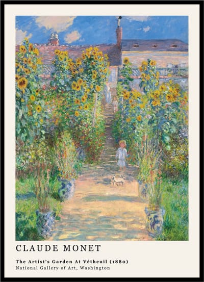 Poster De tuin van Monet in Vétheuil - Claude Monet - Large 30x40 - Kunst Print - 'The Artist's Garden at Vétheuil'