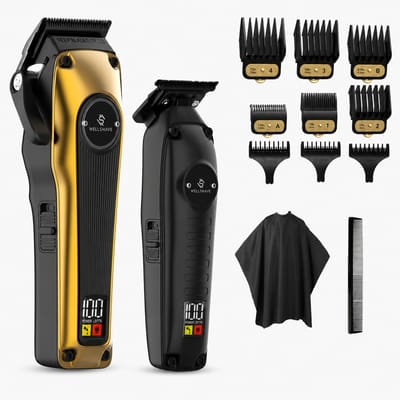 Wellshave Barber Bro 1.0 - Tondeuse mannen - Barber Set - Kappers set - Tondeuse voor Hoofdhaar & Baard - Incl. 9 opzetstukken - Haartrimmer Mannen - Hair Clipper - Kappers Tondeuse Professionele - Tondeuse set