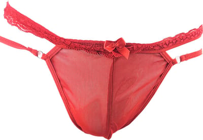 BamBella ® - Slip - maat Onesize S M L - Rood Sexy erotische onderbroek panty kant stof