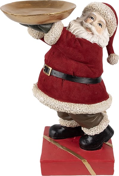 Clayre & Eef Kerstdecoratie Beeld Kerstman 26 cm Rood Polyresin