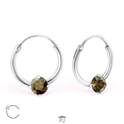 Aramat Jewels | Oorringen | Zilveren Kinder Oorringen Zirkonia – 12mm 925 Zilver Meerdere Kleuren | Brons | |12mm | Zilver | Kinderen, Volwassenen | Verkleurd niet