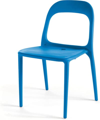 Tuinstoel Kunststof - Buitenstoel Stapelbaar - Terras Zomer - UV-Beschermend - 53x48x80 cm - Blauw