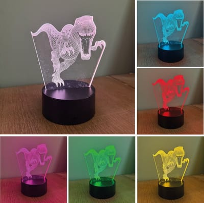 Klarigo® Nachtlamp – Dino Eng - Dinosaurus - Dino - 3D LED Lamp Illusie – 16 Kleuren – Bureaulamp – Nachtlampje Kinderen – Creative lamp - Afstandsbediening