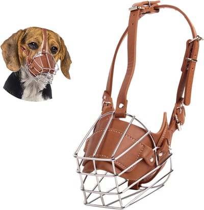 Muilkorf voor honden, metaal, muilkorf, anti-blaffen, anti-bijt, verstelbaar, voor grote en middelgrote honden