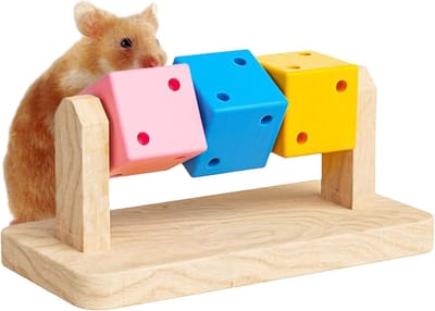 Knaagdier Speelgoed - Houten Blokken - Tandverzorging Dier - Natuurlijk Hout - 14x7x6 cm - Multicolor