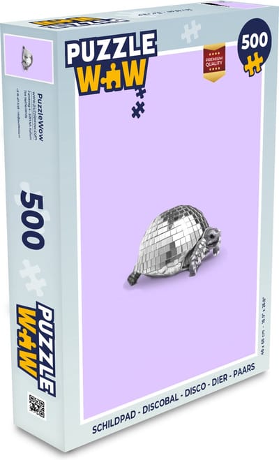 Puzzel Schildpad - Discobal - Disco - Dier - Paars - Legpuzzel - Puzzel 500 stukjes