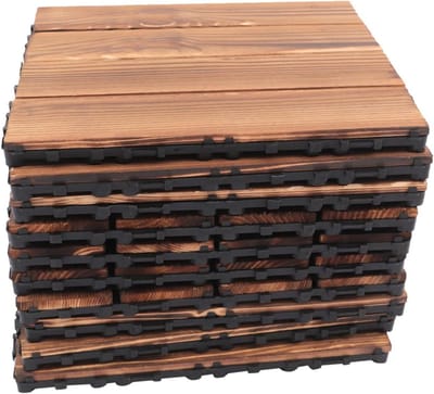 Houten Vloertegels - Terrastegels Parket - Balkon Tuin - Antislip Gecarboniseerd - 303 x 303 cm - Bruin