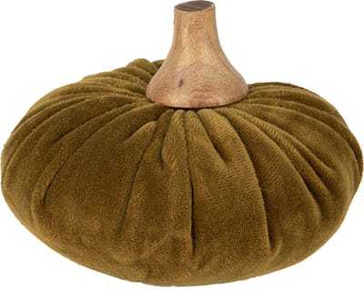 Clayre & Eef Decoratie Pompoen Ø 12x10 cm Groen Polyester Herfst decoratie