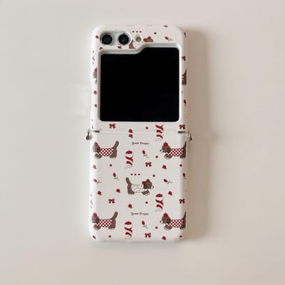 Étui Chien Dessin Animé Mignon Pour Samsung Galaxy Z Flip 6 5 4 3 5G Flip6 Flip5 Protection Charnière Joli Pendentif Cuir Dragonne For Samsung Z Flip5