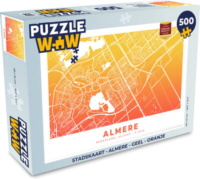 Puzzel Stadskaart - Almere - Geel - Oranje - Legpuzzel - Puzzel 500 stukjes - Plattegrond