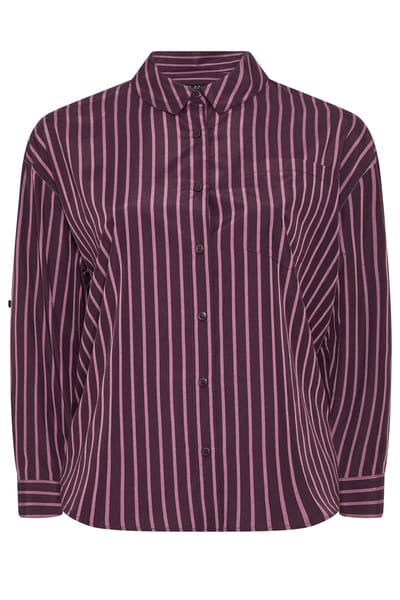 Yours Bordeauxrood Gestreept Shirt Size 42