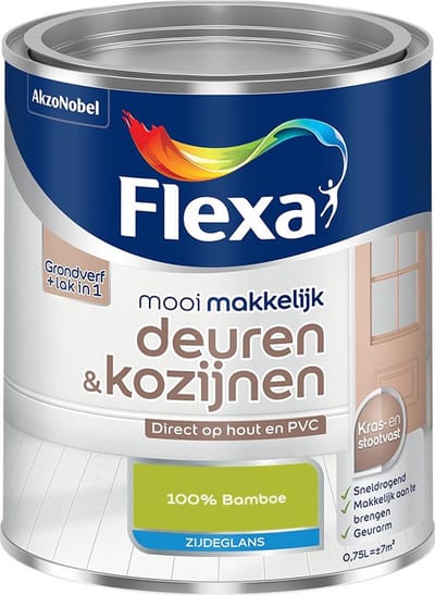 Flexa - Mooi Makkelijk Deuren & Kozijnen Zijdeglans - 100% Bamboe - Mengverf - 750 Ml