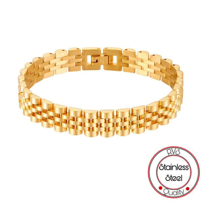Jubilee Stijl Armband | Horlogeband Stijl | Goudkleurig | Armband Mannen | Staal | 10mm | Cadeau voor Man | Pin Remover | Cadeau voor haar | Cadeau voor vrouw