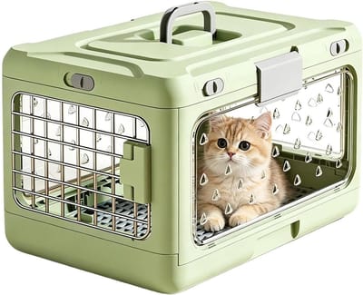Reiskooi Huisdieren - Draagbare Transportbox - Veilig Vervoer - Opvouwbaar Ontwerp - 53x33x12 cm - Groen