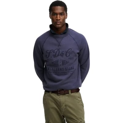 Superdry The Merchant Store Vintage Print Sweatshirt Blauw Grootte: M