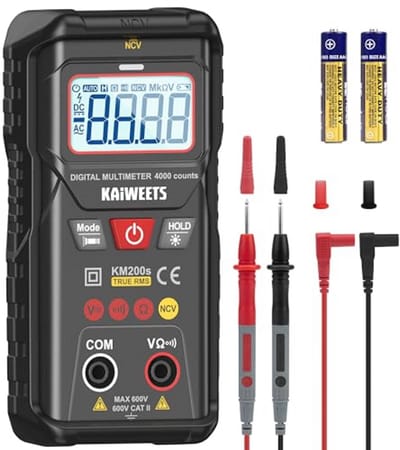 Digitale Multimeter True RMS, 4000 Counts, Contactloze Spanningszoeker, Auto-Range, Intelligente Voltmeter voor AC/DC Spanning, Weerstand en Doorgangstester