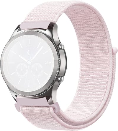 Nylon bandje - geschikt voor Samsung Galaxy Watch 7 / Watch FE / Watch 6 / Watch 6 Classic / Watch 5 / Watch 5 Pro / Watch 4 / Watch 4 Classic / Watch 3 41 mm / Active / Active 2 / Watch 42 mm - lichtroze