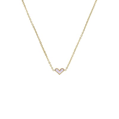 Lucardi Dames Stalen goldplated ketting met hart - Ketting - Staal - Goudkleurig - 45 cm