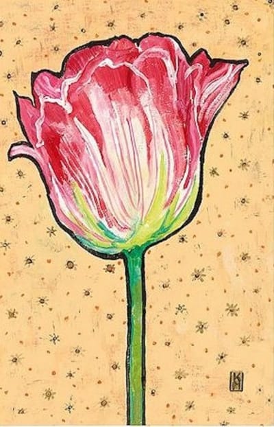 Dubbele kaart met env. Roze Tulp11,5x17,5cm