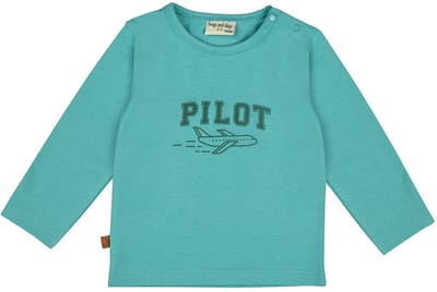 Frogs and Dogs - Pilot Club Baby Shirt Let's Fly | Aqua Sea - Katoen - Maat 50/56