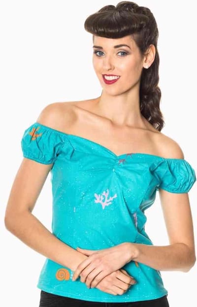 Dancing Days - SOPHIA Off shoulder top - XS - Blauw