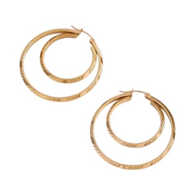 Rvs sieraden - Grote 2-in-1 oorringen - Goudkleurig Oorbellen- 45mm