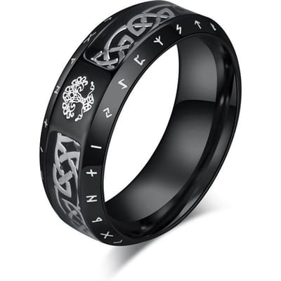 Retro Nordic Viking Tekst Titanium Stalen Ring Niche Persoonlijkheid Levensboom 12#