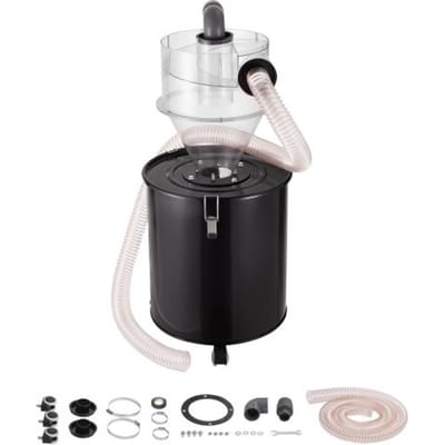 VEVOR Cyclone stofafscheider met metalen tank, 4-inch retrofit cyclone stofafscheider, ABS stofafscheider met 2-inch gat OD aansluiting en slang voor nat/droog stofzuigers, past op 13,21-gallon tank
