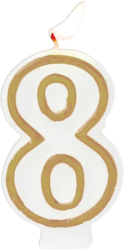Folat - Kaars cijfer 8 simply chique gold 9 cm
