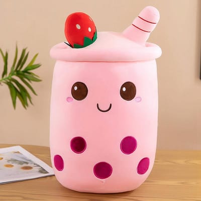 24cm Kawaii Boba Fruit Bubble Tea Cartoon Panda Pluche Speelgoed Knuffeldieren Schattig Eten Melkthee Zacht Speelgoed Kamerdecoratie Kussen Cadeaus white